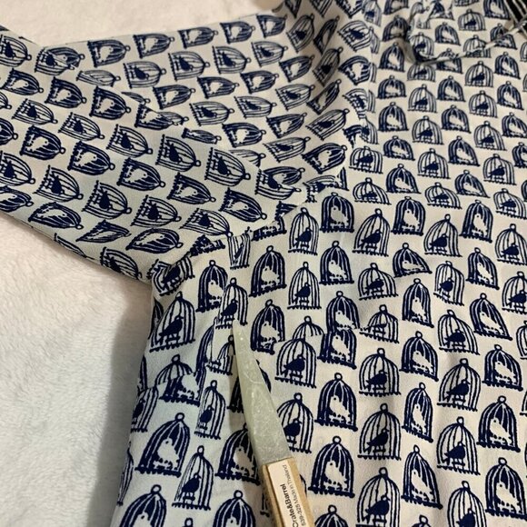 Talbots birds in cages pullover ruffle detail lightweight flowy shirt top blouse - Picture 10 of 10